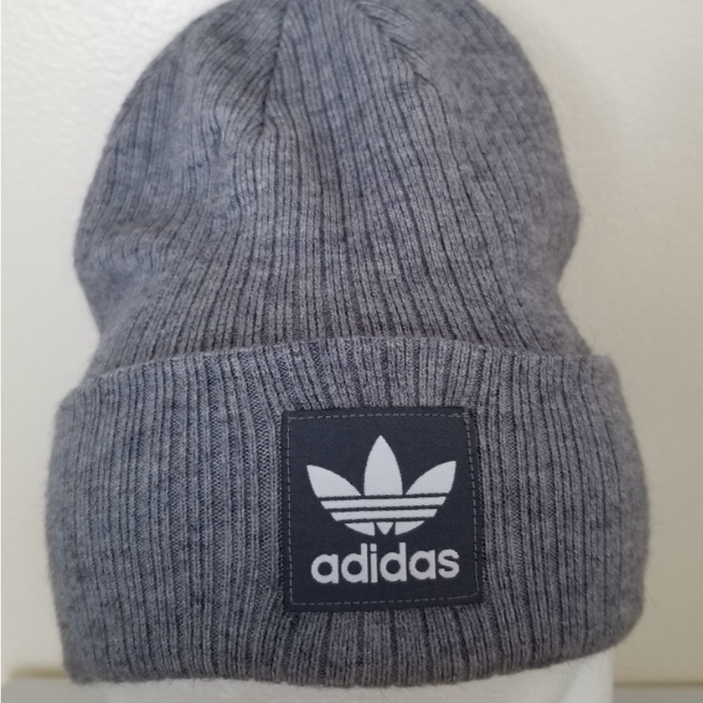 Adidas Ribbed Knit Gray Beanie